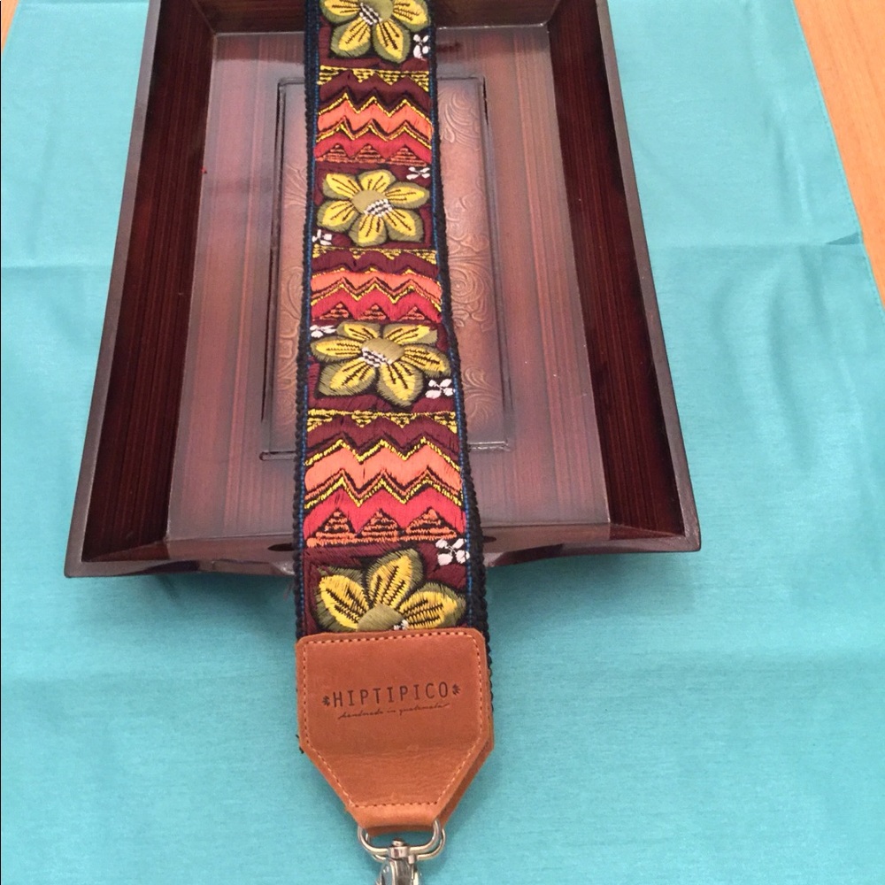 Leather Hiptipico Huipil Yellow Flower Strap